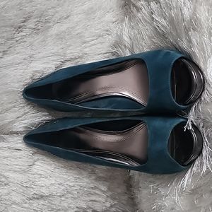 Navy Blue high suede heel shoe